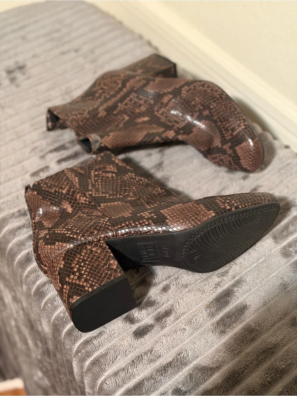 Time and Tru Brown Snake-Print Ankle Booties